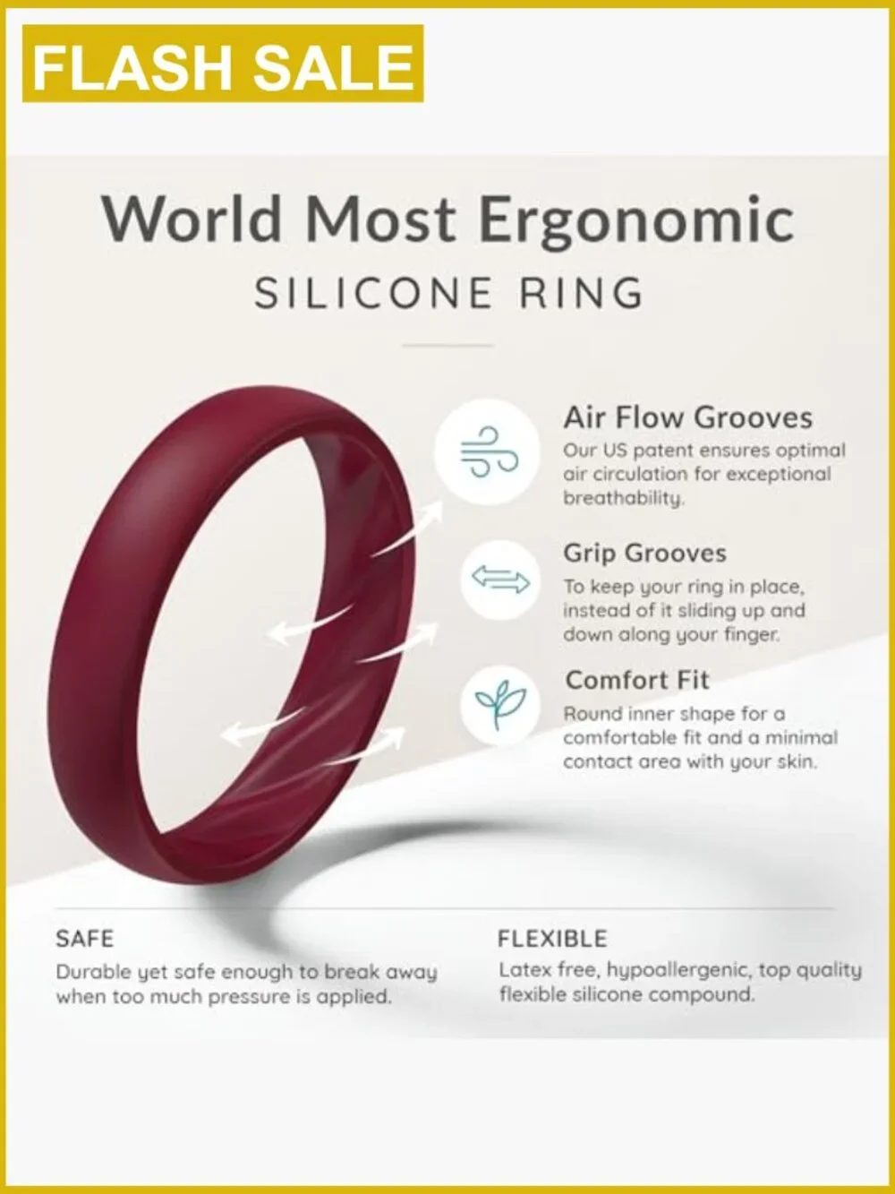 Silicone Wedding Ring Set - 10 Rings, 1.8mm & 4mm, Hypoallergenic, Breakaway